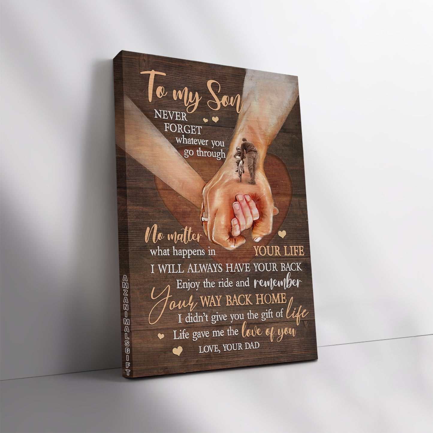 Family Premium Wrapped Portrait Canvas - Dad To Son, Holding Hands, Sweet Heart, I Will Always Have Your Back - Gift For Members Family