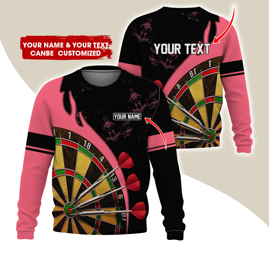 Customized Name & Text Darts Sweatshirt, Personalized Yellow Dartboard Sweatshirt For Men & Women - Gift For Darts Lovers, Darts Players