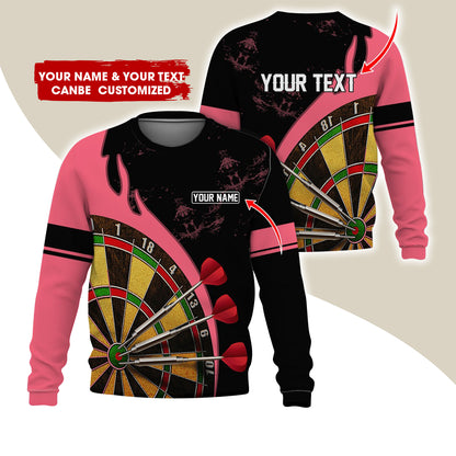 Customized Name & Text Darts Sweatshirt, Personalized Yellow Dartboard Sweatshirt For Men & Women - Gift For Darts Lovers, Darts Players