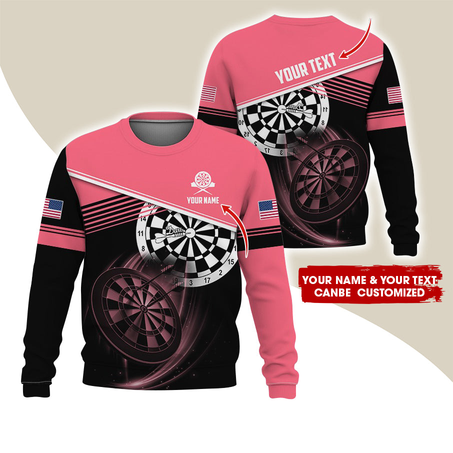 Customized Name & Text Darts Sweatshirt, Personalized Darts American Logo Sweatshirt For Men & Women - Gift For Darts Lovers, Darts Players