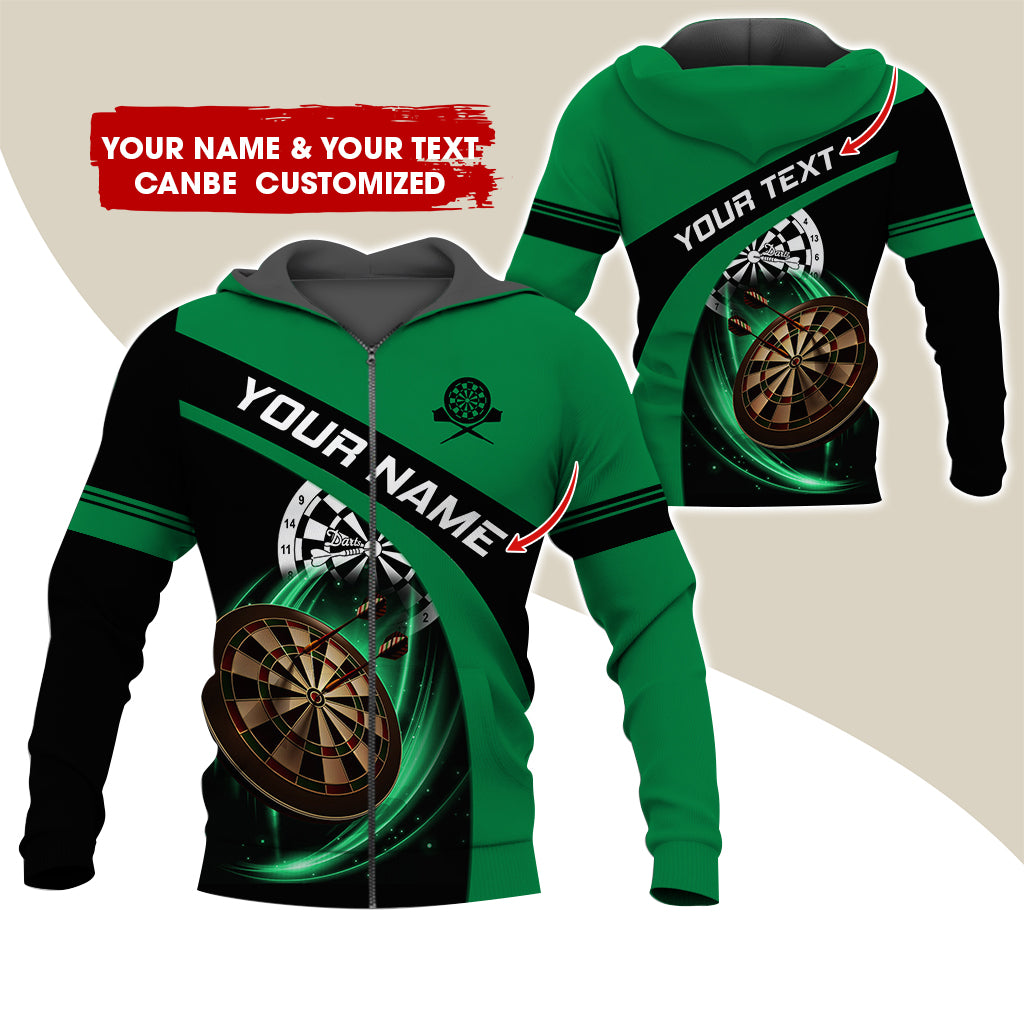 Personalized Name Darts Premium Zip Hoodie , Custom Name Dartboard Zip Hoodie For Men & Women - Gift For Darts Lovers, Darts Players