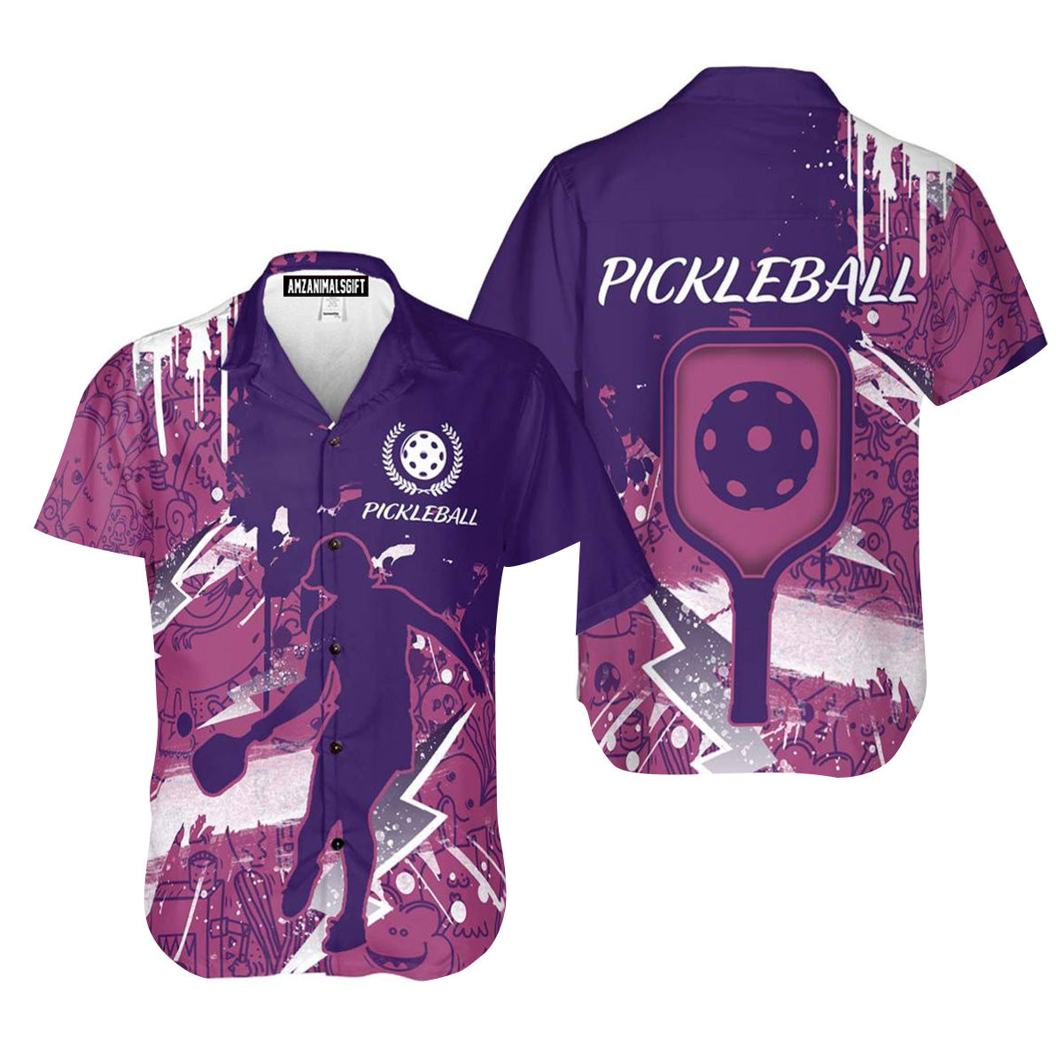 Pickleball Player Purple Pink Hawaiian Shirt, Perfect Outfit For Men And Women On Summer Tropical Hawaiian Pickleball Lovers