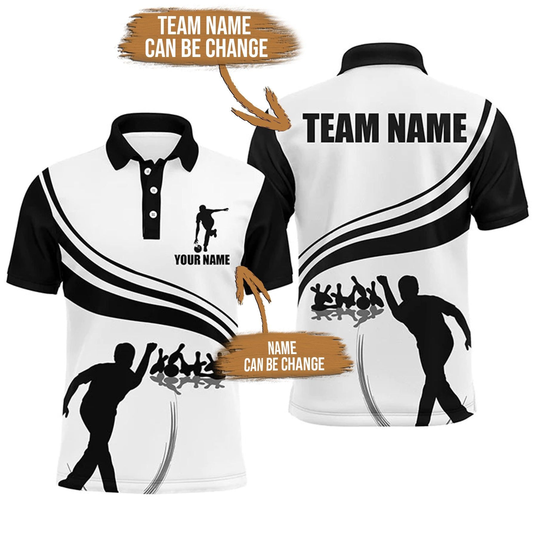 Bowling Custom Men Polo Shirt - Custom Name Black and Gold Men Bowlers Personalized Bowling Polo Shirt - Gift For Friend, Family