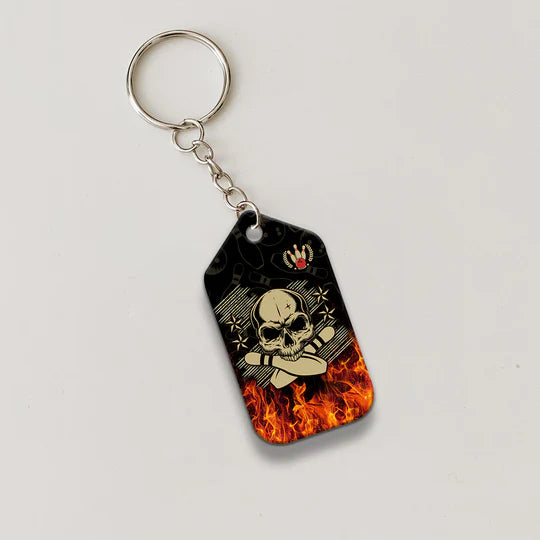 Skull Bowling In Fire Acrylic Keychain For Bowling Players - Christmas Gift For Bowling Lovers, Bowling Team, Family, Friends