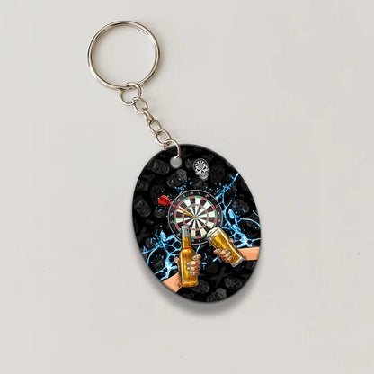 Darts And Beer That's Why I'm Here Blue For Darts Players Acrylic Keychain - Christmas Gift For Darts Lovers, Family, Friends