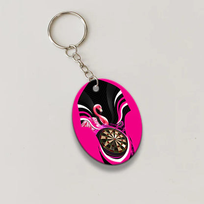 Flamingo Darts Player Acrylic Keychain For Darts Players - Christmas Gift For Darts Lovers, Darts Team, Family, Friends