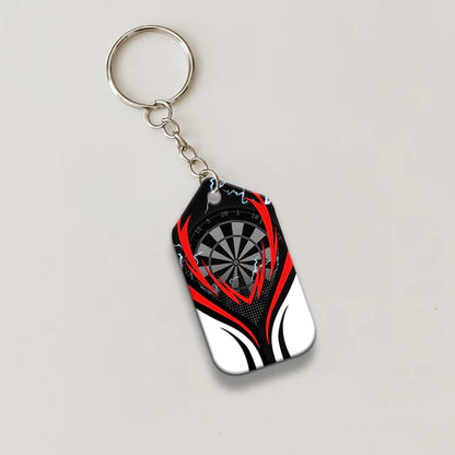 Flame Bullseye Dartboard Wolf And Darts Acrylic Keychain - Christmas Gift For Darts Lovers, Darts Team, Family, Friends