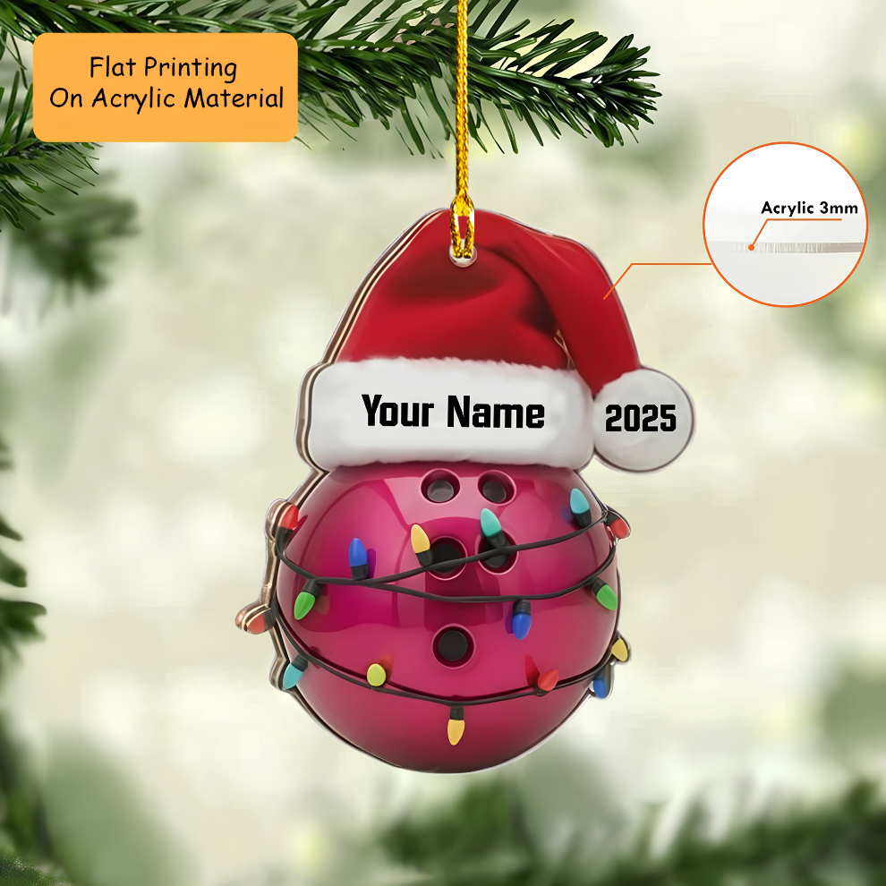 Personalized Bowling Ball Ornament, Bowling Christmas Keychain, Car Ornament, Christmas Ornament Gifts