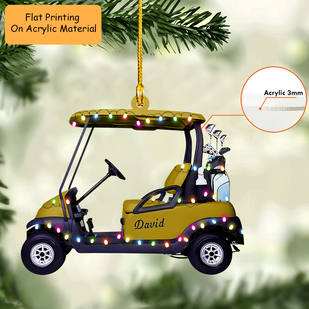 Personalized Golf  Cart  Acrylic Ornament, Golf Keychain, Car Ornament, Christmas Ornament Gifts