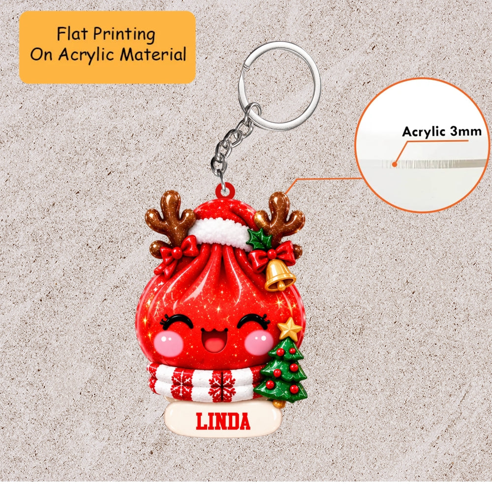 Personalized Dumpling Christmas Ornament, Kawaii Bao Bun Holiday Mascot, Custom Ornament Christmas Gift, Keychain Christmas, Car Christmas Ornament