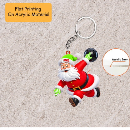 Personalized Bowler Christmas Ornament, Active Santa Claus Throwing Ball, Custom Ornament Christmas Gift, Keychain Bowling, Car Ornament Bowling