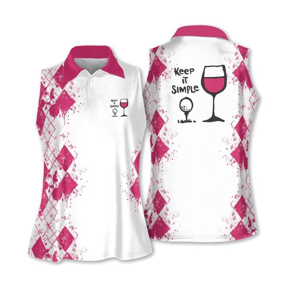 Golf And Wine Women Polo Shirt, Keep It Simple Pink Argyle Pattern Women Polo Shirt For Female - Gift Sport For Mother's Day, Golfers, Golf Lover