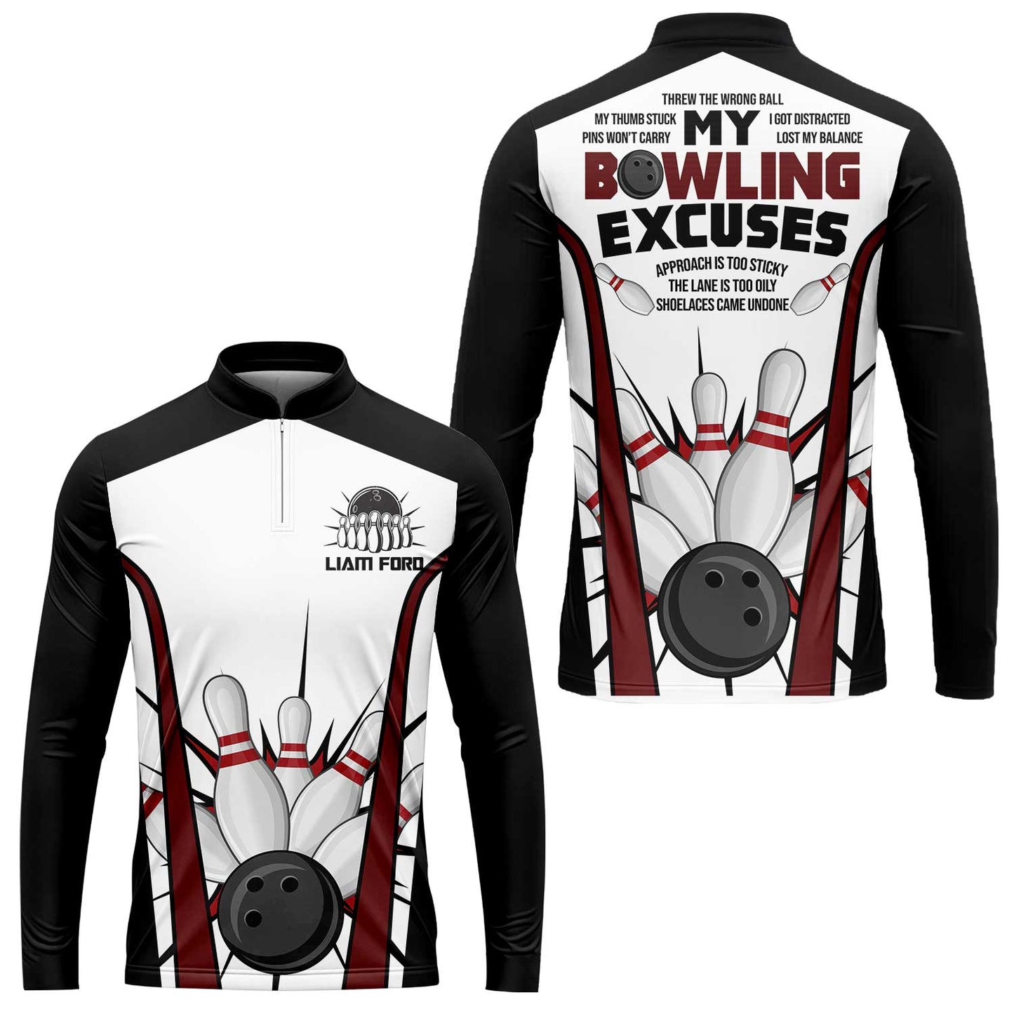 Funny Bowling Custom Polo T-Shirt - Custom Name Funny Bowling Polo Shirts Personalized Bowling Jersey Polo Shirts