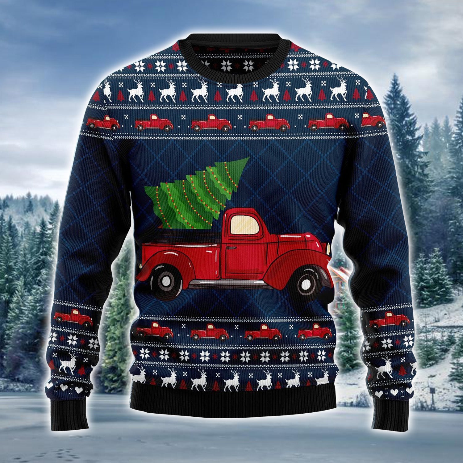 Red Truck Christmas Tree Ugly Sweater For Men & Women, Perfect Outfit For Christmas New Year Autumn Winter