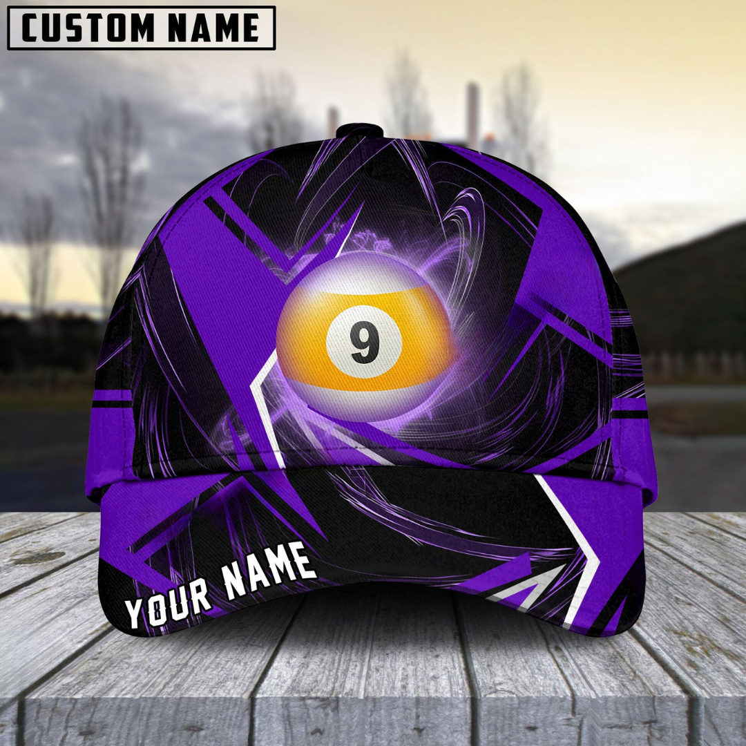 Customized Billiard Cap, Billiard Pool Ball 9 Stormeye Personalized Name 3D Hats, Best Billiard Pool Hat For Billiard Players (6 Colors)