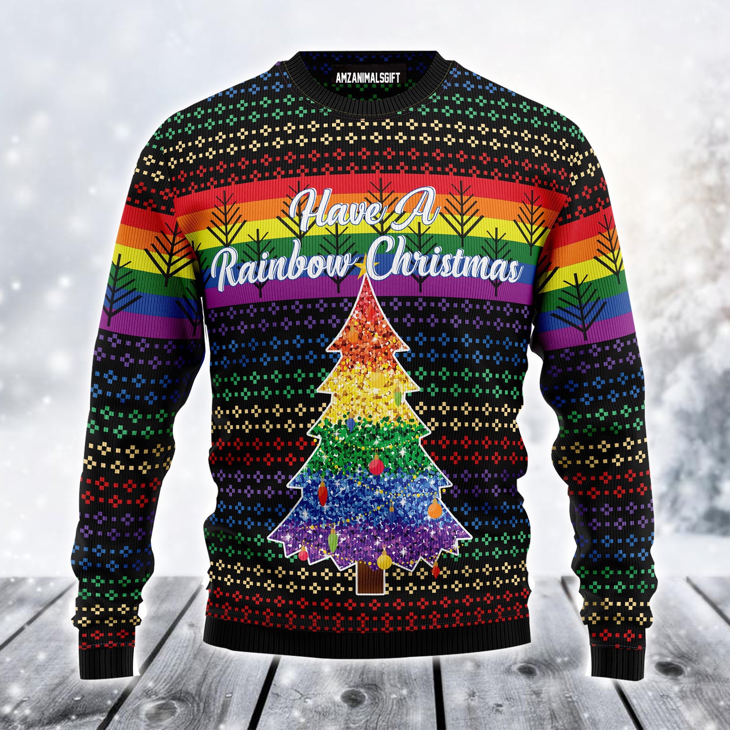 LGBT Ugly Christmas Sweater, Rainbow Christmas Tree, Have A Rainbow Christmas Ugly Sweater For Men & Women - Best Gift For Christmas, Friends, LGBT