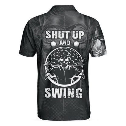 Men Golf Polo Shirt - Scary Skull Golf Men Polo Shirt, Golf Shut Up Shirt Design For Men, Best Halloween Golf Gift For Men, Golfers