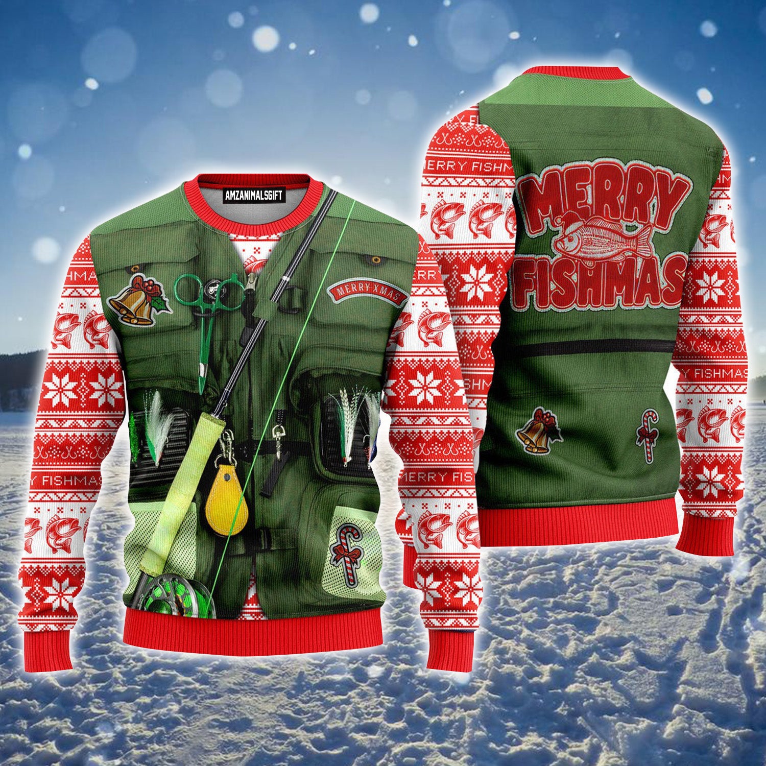 Merry Fishmas Fishing Costume Ugly Christmas Sweater For Men & Women, Perfect Outfit For Christmas New Year Autumn Winter