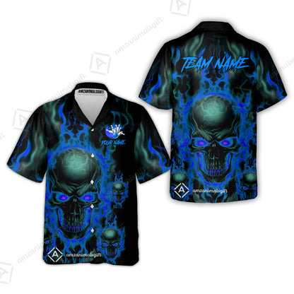 Bowling Customized Jersey Shirt Purple Flame Skull Bowling Tenpin Quarter Zip Shirt, Outfit For Bowlers, Bowling Team