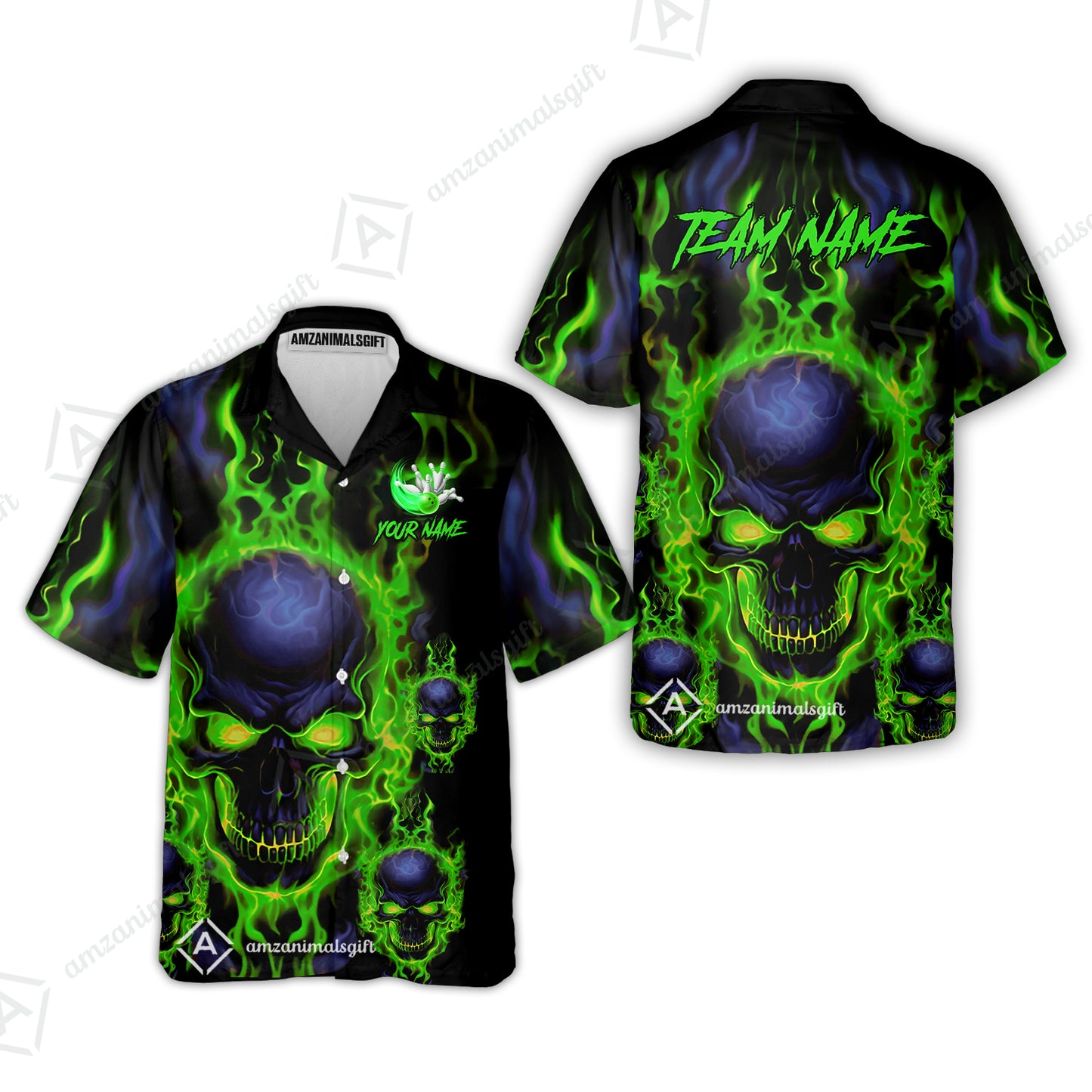 Bowling Customized Jersey Shirt Purple Flame Skull Bowling Tenpin Quarter Zip Shirt, Outfit For Bowlers, Bowling Team