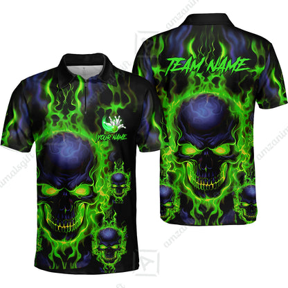 Bowling Customized Jersey Shirt Purple Flame Skull Bowling Tenpin Quarter Zip Shirt, Outfit For Bowlers, Bowling Team