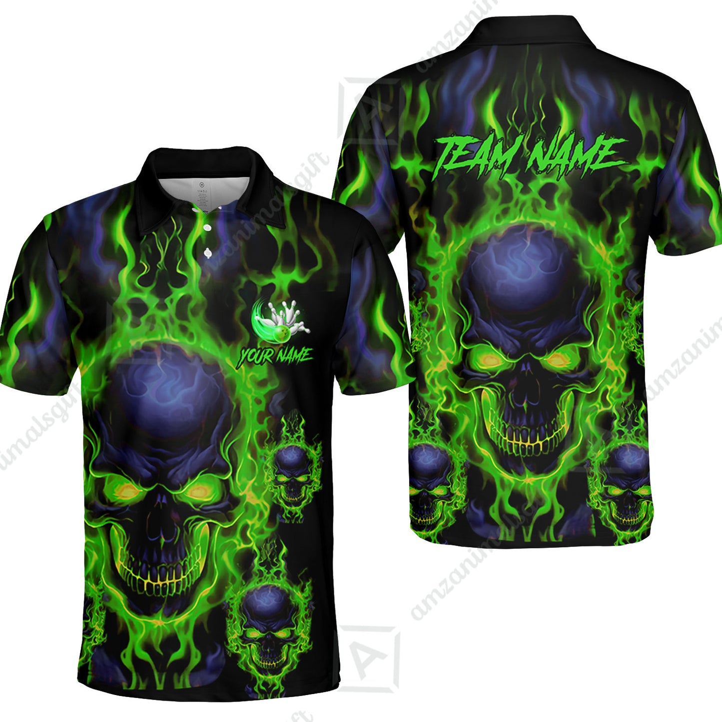 Bowling Customized Jersey Shirt Purple Flame Skull Bowling Tenpin Quarter Zip Shirt, Outfit For Bowlers, Bowling Team