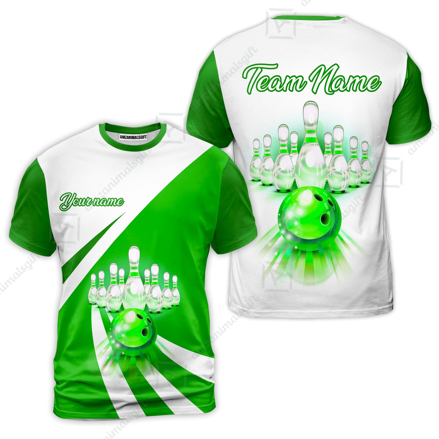 Bowling Customized Jersey White Green Shirt Rolling Bowling Tenpin Jersey Shirt, Outfit For Bowlers, Bowling Team