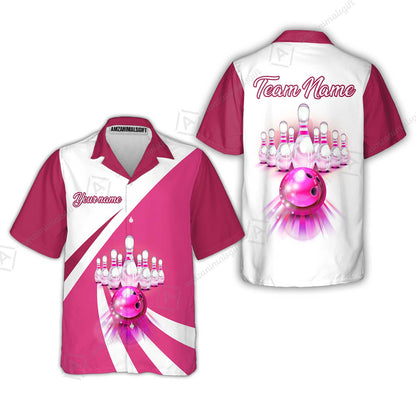 Bowling Customized Jersey White Green Shirt Rolling Bowling Tenpin Jersey Shirt, Outfit For Bowlers, Bowling Team