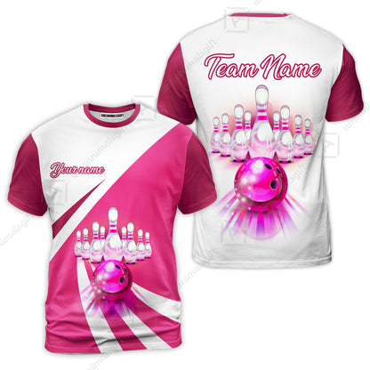 Bowling Customized Jersey White Green Shirt Rolling Bowling Tenpin Jersey Shirt, Outfit For Bowlers, Bowling Team