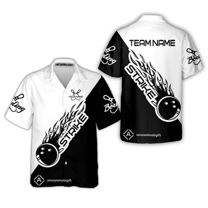 Bowling Customized Jersey Black White Shirt Strike Ball Bowling Tenpin Quarter Zip Shirt For Bowlers, Bowling Team