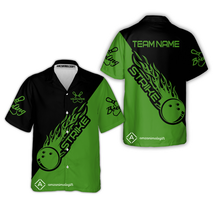 Bowling Customized Jersey Black Green Shirt Strike Ball Bowling Tenpin Quarter Zip Shirt For Bowlers, Bowling Team