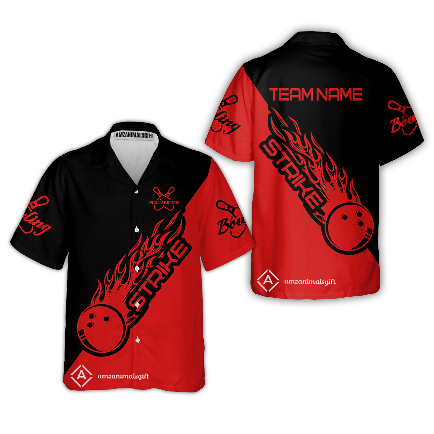 Bowling Customized Jersey Black Red Shirt Strike Ball Bowling Tenpin Quarter Zip Shirt For Bowlers, Bowling Team