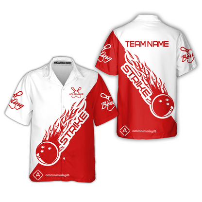 Bowling Customized Jersey Polo White Red Shirt Strike Ball Bowling Tenpin Quarter Zip Shirt For Bowlers, Bowling Team
