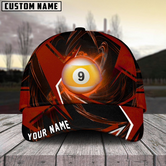 Customized Billiard Cap, Billiard Pool Ball 9 Stormeye Personalized Name 3D Hats, Best Billiard Pool Hat For Billiard Players (6 Colors)