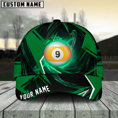 Customized Billiard Cap, Billiard Pool Ball 9 Stormeye Personalized Name 3D Hats, Best Billiard Pool Hat For Billiard Players (6 Colors)