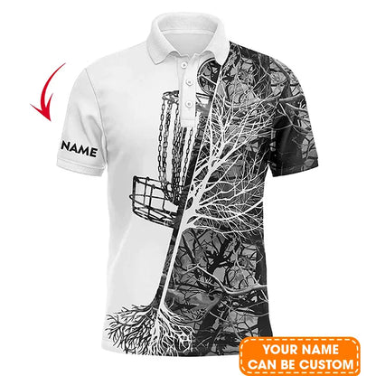 Custom Golf Long Sleeve Men Polo Shirt, Custom Name Pink Camo Disc Golf Basket Apparel Men Polo Shirt - Perfect Gift For Men, Golf Lover