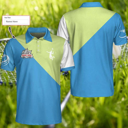 Badminton Customized Name Men Polo Shirts, Personalized Badminton Polo Shirt, Blue Green Badminton Polo Shirts - Gift For Men, Badminton Players