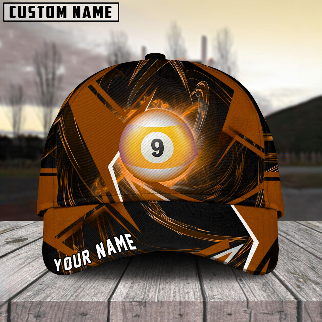 Customized Billiard Cap, Billiard Pool Ball 9 Stormeye Personalized Name 3D Hats, Best Billiard Pool Hat For Billiard Players (6 Colors)