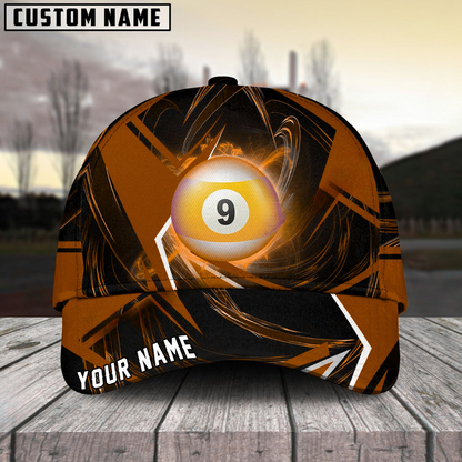 Customized Billiard Cap, Billiard Pool Ball 9 Stormeye Personalized Name 3D Hats, Best Billiard Pool Hat For Billiard Players (6 Colors)