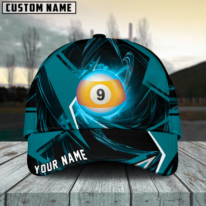Customized Billiard Cap, Billiard Pool Ball 9 Stormeye Personalized Name 3D Hats, Best Billiard Pool Hat For Billiard Players (6 Colors)
