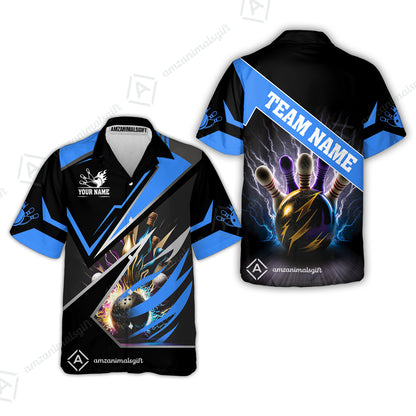 Customized Bowling Jersey Shirt, Bowling And Pins Premium Multicolor Option Customized Name And Team Zipper Polo Jerseys Shirts