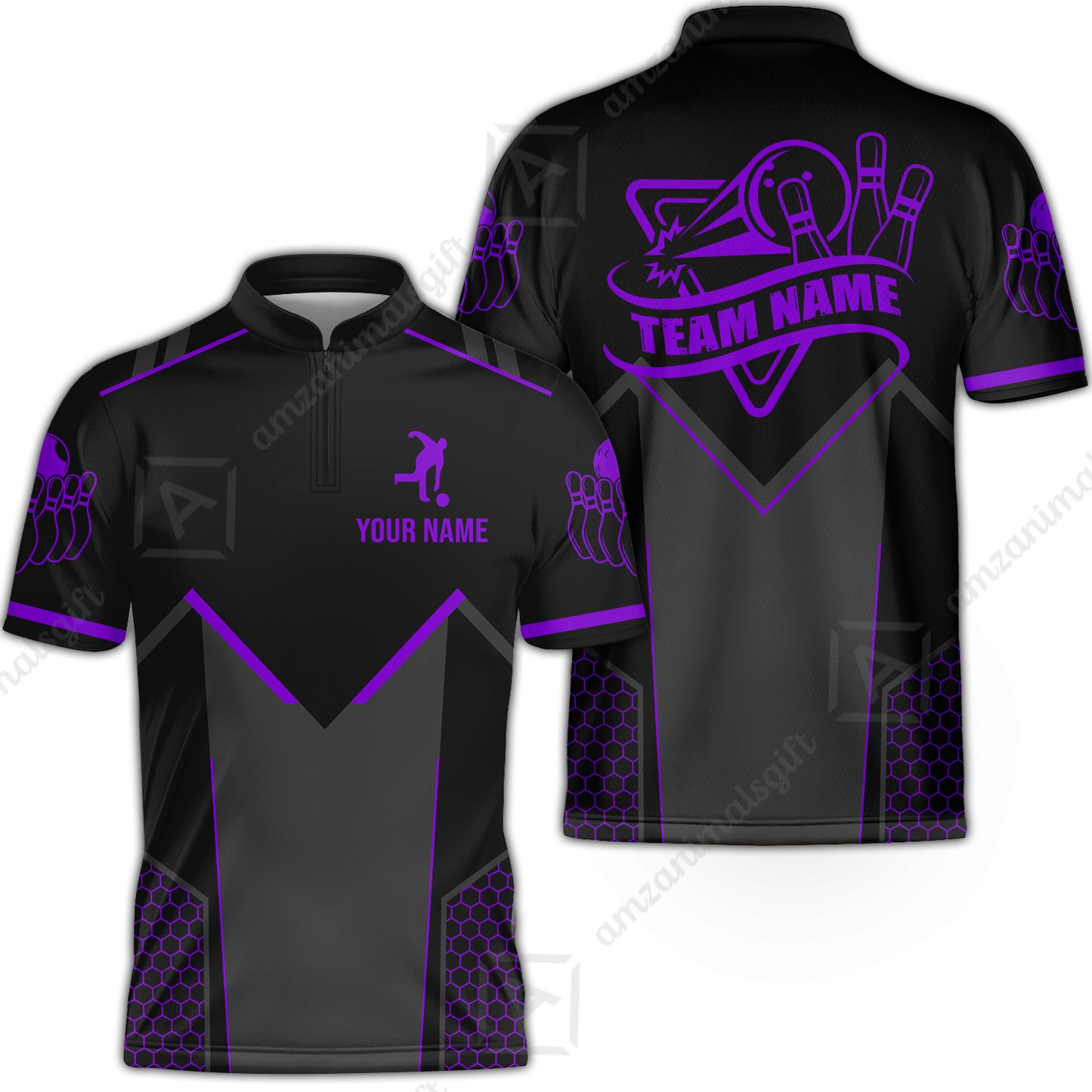 Customized Bowling Jersey Shirt, Bowling Esports Pattern Short Sleeve Jersey For Men Women Bowlers