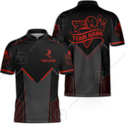 Customized Bowling Jersey Shirt, Bowling Esports Pattern Short Sleeve Jersey For Men Women Bowlers