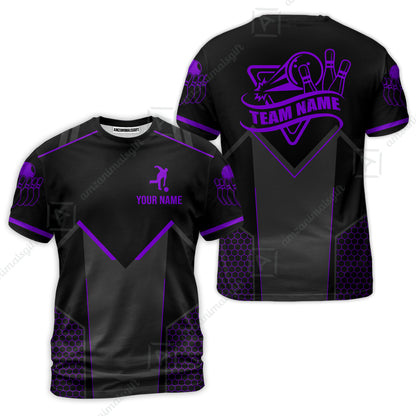 Customized Bowling Jersey Shirt, Bowling Esports Pattern Short Sleeve Jersey For Men Women Bowlers