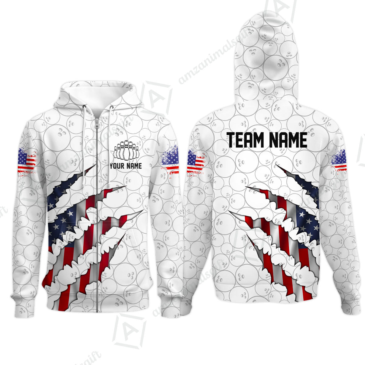 Personalized Bowling Quarter-Zip Jersey Shirt, Bowling American Flag Scratches Shirt For Patriotic Team Men Women Bowlers