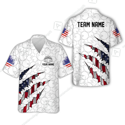 Personalized Bowling Quarter-Zip Jersey Shirt, Bowling American Flag Scratches Shirt For Patriotic Team Men Women Bowlers