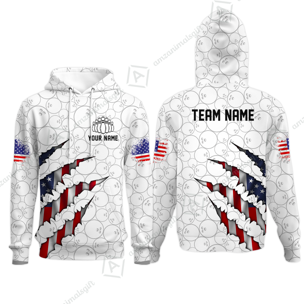 Personalized Bowling Quarter-Zip Jersey Shirt, Bowling American Flag Scratches Shirt For Patriotic Team Men Women Bowlers