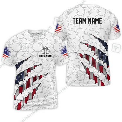 Personalized Bowling Quarter-Zip Jersey Shirt, Bowling American Flag Scratches Shirt For Patriotic Team Men Women Bowlers