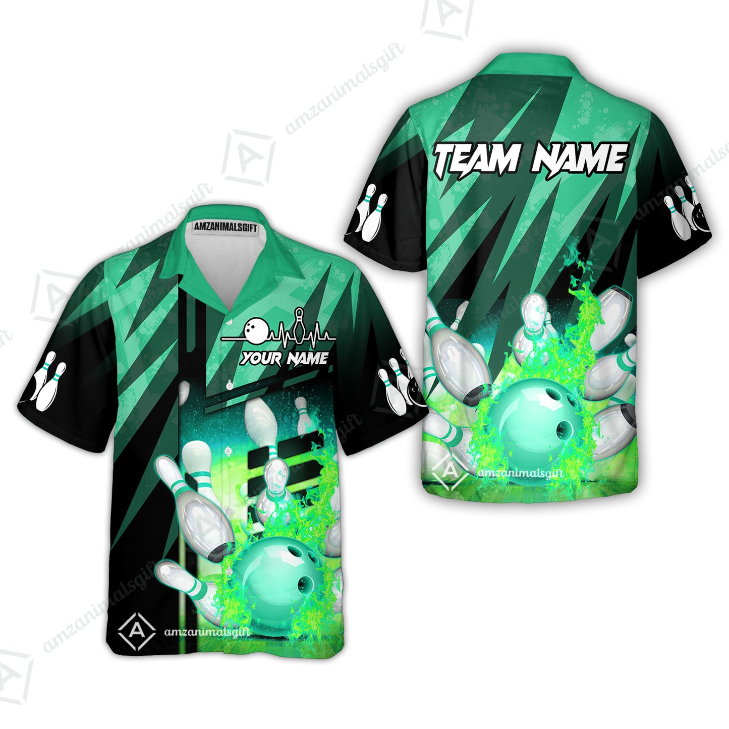 Customized Bowling Jersey Shirt, Bowling And Pins Abstract Grunge Texture XX Multicolor Option Customized Name And Team Zipper Polo Jerseys Shirts