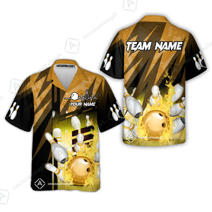 Customized Bowling Jersey Shirt, Bowling And Pins Abstract Grunge Texture XX Multicolor Option Customized Name And Team Zipper Polo Jerseys Shirts